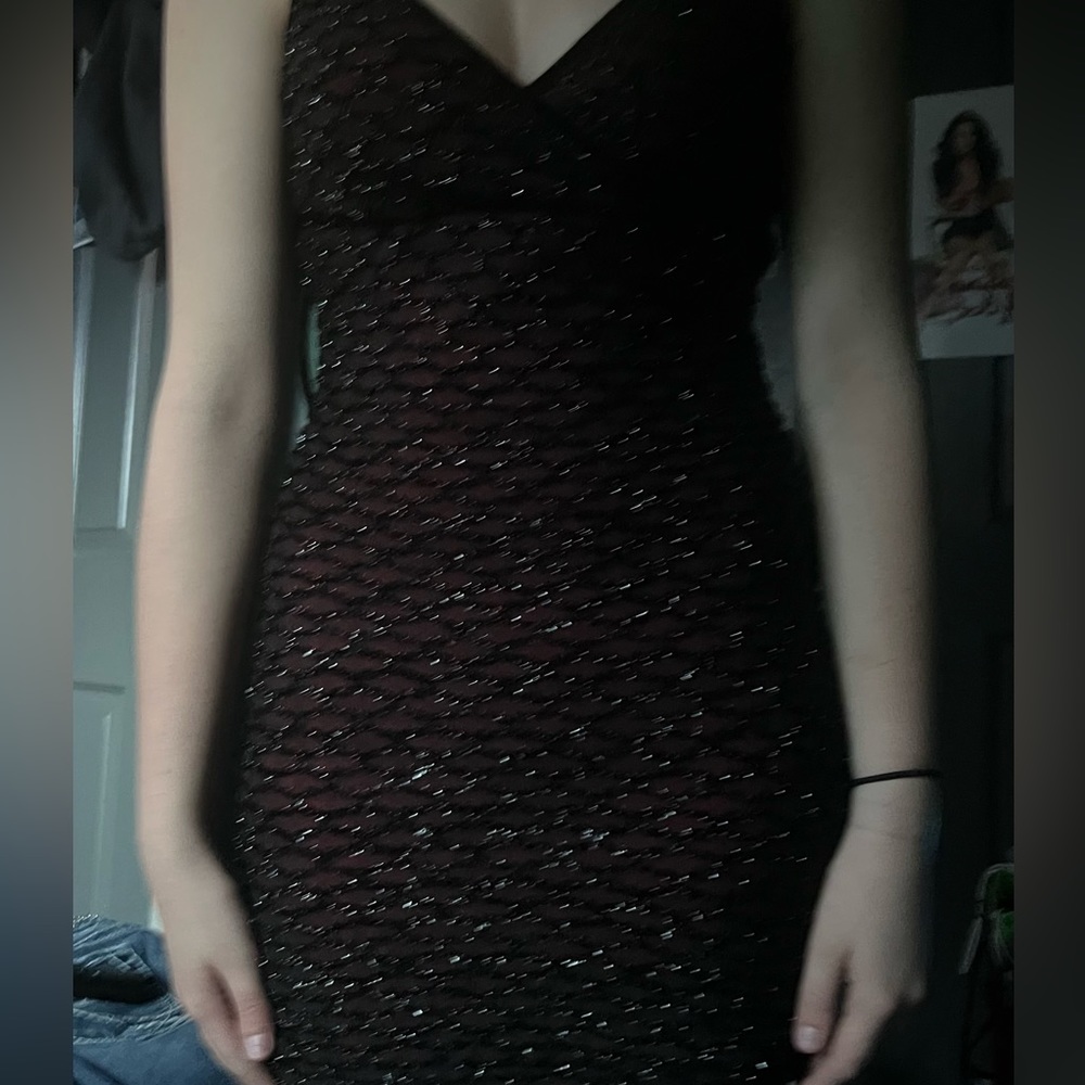 black fishnet pattern dress